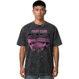 Sevbano Fight Club Tyler Durden Efsane Film Ön Baskılı Unisex Oversize Vintage Yıkamalı Tişört - Siyah