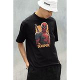 Sevbano Film Kahramanı Deadpool Baskılı Unisex Oversize Marvel Tişört - 01 Siyah - 4XL