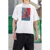 Sevbano Film Kahramanı Deadpool Baskılı Unisex Oversize Marvel Tişört - Beyaz - 2XL