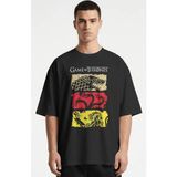 Sevbano Game Of Thrones Dizi Baskılı Unisex Oversize Premium Tişört - XS - Siyah