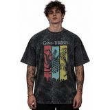 Sevbano Game Of Thrones Efsane Dizi Baskılı Unisex Oversize Vintage Yıkamalı Tişört - 4XL - Siyah