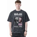 Sevbano Gojo Satoru Jujutsu Kaisen Anime Baskılı Unisex Oversize Yıkamalı Tişört - Siyah