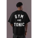 Sevbano Gym And Tonic Sırt Baskılı Unisex Oversize Boydbuilding Fitness Gym Tişört - Siyah - 4XL