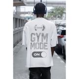 Sevbano Gym Mode On Bodybuilding Fitness Sırt Baskılı Unisex Oversize Sporcu Tişört - Beyaz - XL