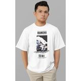 Sevbano Ken Kaneki Tokyo Ghoul Baskılı Unisex Oversize Anime Karakter Tişört - Beyaz - 2XL