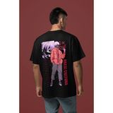 Sevbano Ken Kaneki Tokyo Ghoul Sırt Baskılı Unisex Oversize Hakai Culture Yazılı Anime Tişört - Siyah - XS