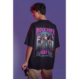 Sevbano Kiss Rock Metal Sırt Baskılı Unisex Oversize Müzik Grubu Tişört - Siyah - 4XL