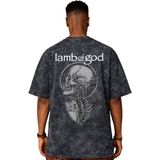 Sevbano Lamb Of God Rock Metal Müzik Grubu Sırt Baskılı Unisex Oversize Eskitme Yıkamalı Tişört - Siyah - 2XL