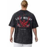 Sevbano Light Weight Ronnie Coleman Fitness Bodybuilding Baskılı Unisex Oversize Vintage Yıkamalı Tişört - Siyah - XL