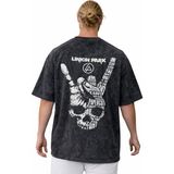 Sevbano Linkin Park Rock Metal Müzik Grubu Sırt Baskılı Unisex Oversize Vintage Yıkamalı Tişört - Siyah - 3XL