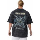 Sevbano Linkin Park Rock Metal Müzik Grubu Sırt Baskılı Unisex Oversize Vintage Yıkamalı Tişört - Siyah - XL