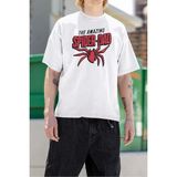 Sevbano Marvel The Amazing Spider-Dad Baskılı Tişört, Oversize Örümcek Adam Tişört - Beyaz - 3XL