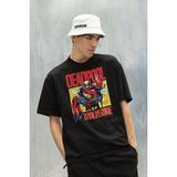 Sevbano Marvel Wolverine x Deadpool Baskılı Unisex Tişört, Oversize Film Tişört - 01 Siyah
