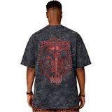 Sevbano Megadeth Lamb Of God Rock Metal Müzik Grubu Sırt Baskılı Unisex Oversize Eskitme Yıkamalı Tişört - Siyah - 2XL