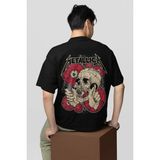 Sevbano Metallica Rock Metal Baskılı Unisex Oversize Müzik Grubu Tişört - Siyah