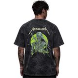 Sevbano Metallica Rock Metal Müzik Grubu Baskılı Unisex Oversize Eskitme Yıkamalı Tişört - Siyah - XS