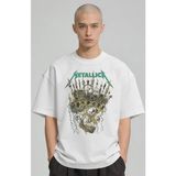 Sevbano Metallica Rock Metal Müzik Grubu Baskılı Unisex Oversize Premium Tişört - XS - Beyaz