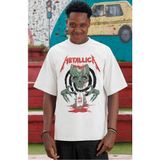 Sevbano Metallica Rock Metal Müzik Grubu Ön Baskılı Unisex Oversize Tişört - Beyaz