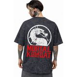 Sevbano Mortal Kombat Anime Dizi Sırt Baskılı Unisex Oversize Eskitme Yıkamalı Tişört - Siyah - 4XL