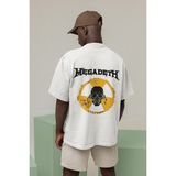 Sevbano Müzik Grubu Megadeth Baskılı Oversize Rock Metal Tişört - Beyaz - 3XL