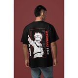Sevbano Naruto Uzumaki Jinchuriki Sırt Baskılı Unisex Oversize Anime Tişört - Siyah - 4XL