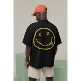 Sevbano Nirvana Baskılı Unisex Oversize Müzik Grubu Tişört - 01 Siyah - XS