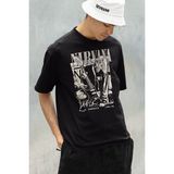 Sevbano Nirvana Kurt Cobain 1982-94 Baskılı Unisex Oversize Rock Metal Tişört - 01 Siyah - XL