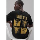 Sevbano Nirvana Rock Metal Sırt Baskılı Unisex Oversize Müzik Grubu Tişört - Siyah - 4XL