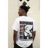 Sevbano Nirvana Sırt Baskılı Unisex Oversize Efsane Müzik Grubu Tişört - Beyaz - 3XL