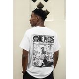 Sevbano One Piece Monkey D. Luffy Sırt Baskılı Unisex Oversize Anime Karakteri Tişört - Beyaz - 2XL