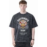 Sevbano One Punch Man Saitama Fitness Bodybuilding Anime Baskılı Unisex Oversize Eskitme Yıkamalı Tişört - Siyah - 4XL