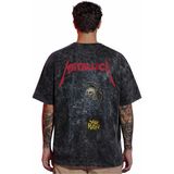 Sevbano Örümcek Metallica Rock Metal Müzik Grubu Sırt Baskılı Unisex Oversize Eskitme Yıkamalı Tişört - Siyah
