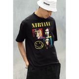 Sevbano Rock Metal Müzik Grubu Nirvana Baskılı Unisex Oversize Tişört - 01 Siyah - 4XL