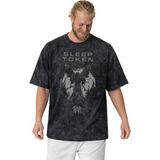 Sevbano Sleep Token Rock Metal Müzik Grubu Baskılı Unisex Oversize Vintage Yıkamalı Tişört - Siyah - 2XL