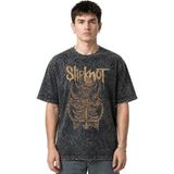 Sevbano Slipknot Rock Metal Müzik Grubu Ön Baskılı Unisex Oversize Eskitme Yıkamalı Tişört - Siyah - 4XL