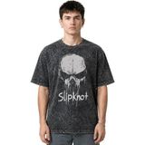 Sevbano Slipknot Rock Metal Müzik Grubu Ön Baskılı Unisex Oversize Eskitme Yıkamalı Tişört - Siyah - XS