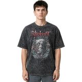 Sevbano Slipknot Rock Metal Müzik Grubu Ön Baskılı Unisex Oversize Eskitme Yıkamalı Tişört - Siyah