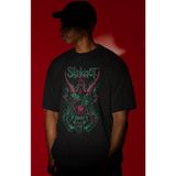 Sevbano Slipknot Rock Metal Müzik Grubu Ön Baskılı Unisex Oversize Tişört - Siyah