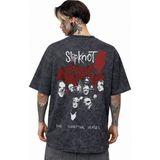 Sevbano Slipknot Rock Metal Müzik Grubu Sırt Baskılı Unisex Oversize Eskitme Yıkamalı Tişört - Siyah - 4XL