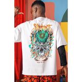 Sevbano Slipknot Rock Metal Müzik Grubu Sırt Baskılı Unisex Oversize Tişört - Beyaz - XS