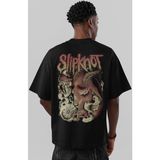 Sevbano Slipknot Rock Metal Müzik Grubu Sırt Baskılı Unisex Oversize Tişört - Siyah - XS