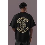Sevbano Sons Of Anarchy California Sırt Baskılı Unisex Oversize Dizi Tişört - Siyah