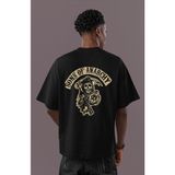 Sevbano Sons Of Anarchy Dizi Sırt Baskılı Unisex Oversize Tişört - Siyah - XS