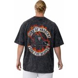 Sevbano Sons Of Anarchy Rock Metal Müzik Grubu Baskılı Unisex Oversize Vintage Yıkamalı Tişört - Siyah - 2XL
