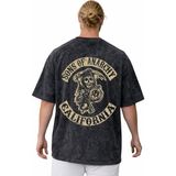 Sevbano Sons Of Anarchy Rock Metal Müzik Grubu Sırt Baskılı Unisex Oversize Vintage Yıkamalı Tişört - Siyah