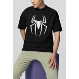 Sevbano Spider-Man Logo Baskılı Tişört, Oversize Marvel Tişört - 01 Siyah - 3XL