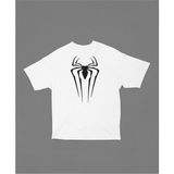 Sevbano Spider-Man Logo Baskılı Unisex Tişört, Oversize Marvel Örümcek Adam Tişört - Beyaz - 2XL