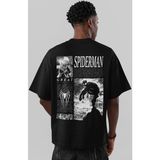 Sevbano Spider-Man Örümcek Adam Süper Kahraman Sırt Baskılı Unisex Oversize Tişört - Siyah - 4XL