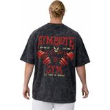Sevbano Symbiote Gym Fitness Bodybuilding Baskılı Unisex Oversize Vintage Yıkamalı Tişört - Siyah - 3XL