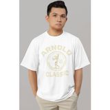 Sevbano Tasarım Arnold Classic Bodybuilding Fitness Sporcu Baskılı Unisex Oversize Tişört - Beyaz - XL